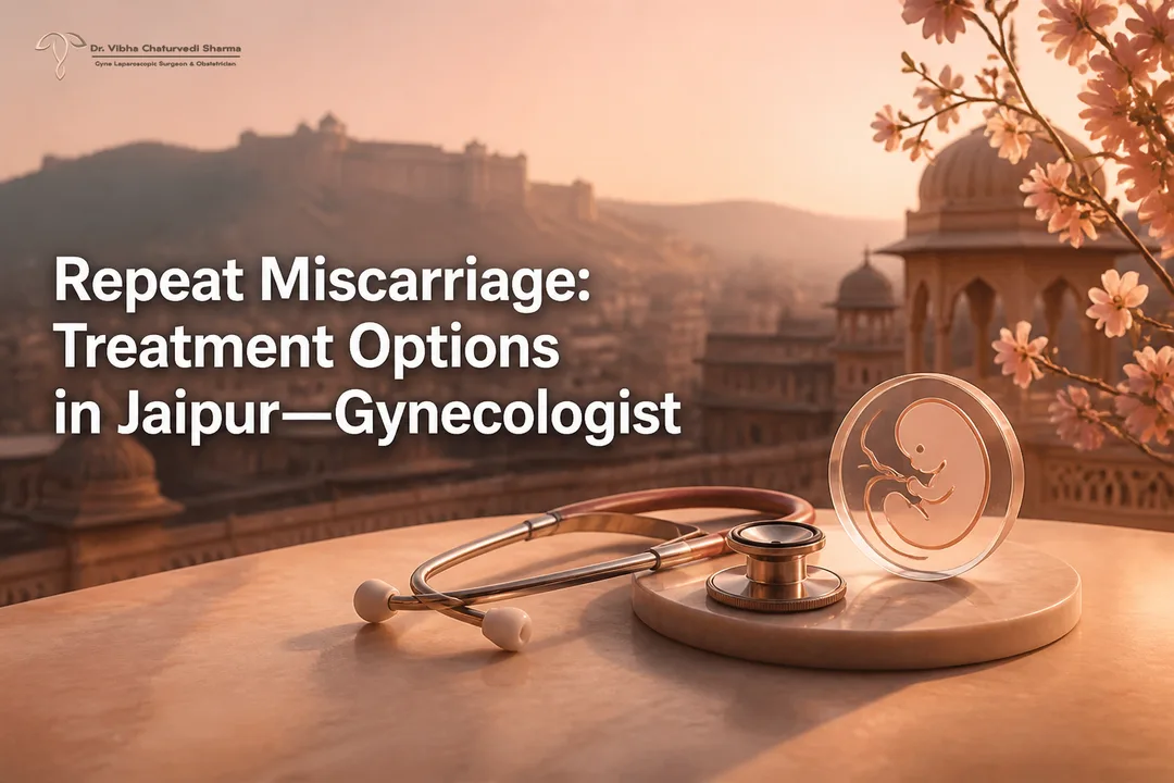 Illustrated cover showing care pathways for repeat miscarriage by a Gynecologist in Jaipur.